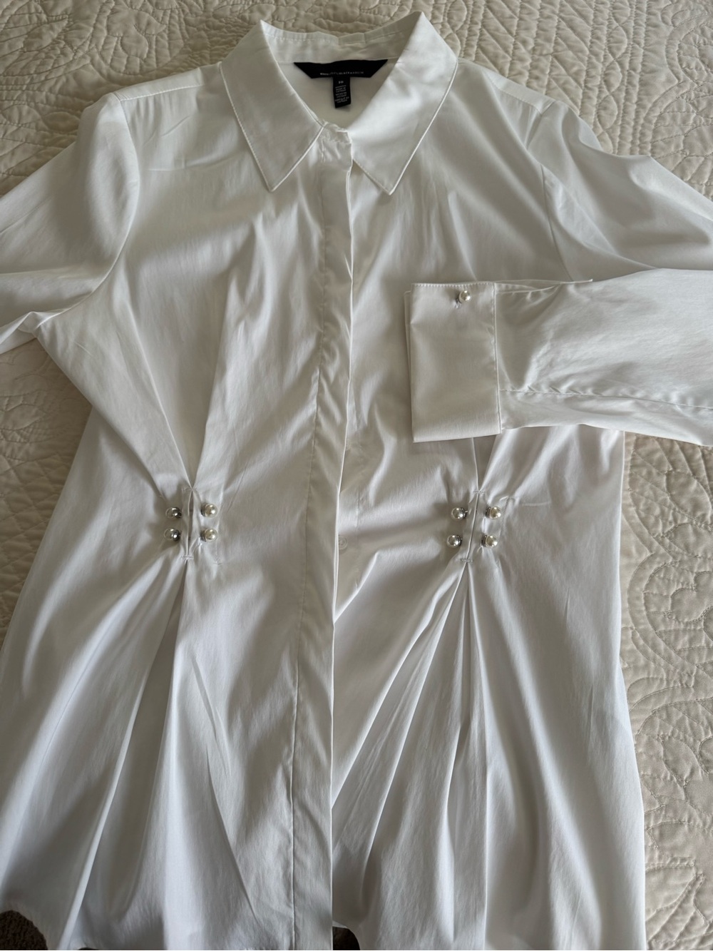 White House Black Market White Collared Blouse